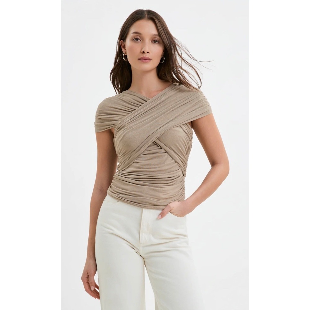 Marcella NYC Alyssa Infinity Top Sand Multi Way Jersey Top XS NWT